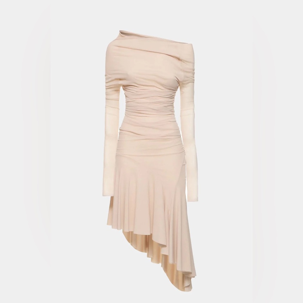 Elegant Cream Long Sleeve Dress